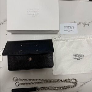 Maison Martin Margiela Black Crossbody Bag with Silver Chain
